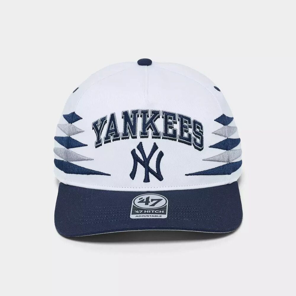 '47 Brand New York Yankees MLB Diamond Hitch Adjustable Snapback Hat White/Navy - Picture 1 of 4